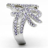 High polished (no plating) Stainless Steel Ring with Top Grade Crystal  in Light Sapphire