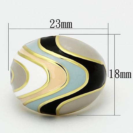 IP Gold(Ion Plating) Stainless Steel Ring with Epoxy  in Multi Color