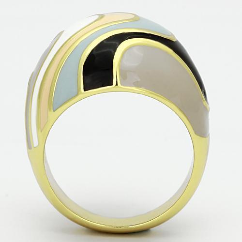 IP Gold(Ion Plating) Stainless Steel Ring with Epoxy  in Multi Color