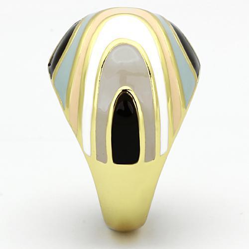IP Gold(Ion Plating) Stainless Steel Ring with Epoxy  in Multi Color