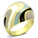 IP Gold(Ion Plating) Stainless Steel Ring with Epoxy  in Multi Color