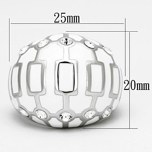 High polished (no plating) Stainless Steel Ring with Top Grade Crystal  in Clear