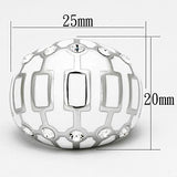 High polished (no plating) Stainless Steel Ring with Top Grade Crystal  in Clear