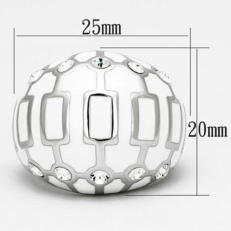 High polished (no plating) Stainless Steel Ring with Top Grade Crystal  in Clear