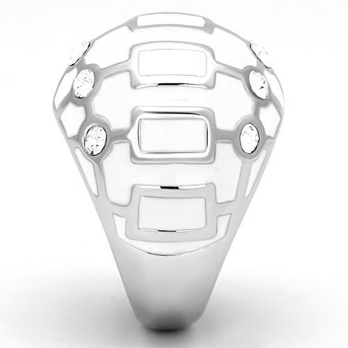 High polished (no plating) Stainless Steel Ring with Top Grade Crystal  in Clear
