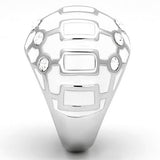 High polished (no plating) Stainless Steel Ring with Top Grade Crystal  in Clear