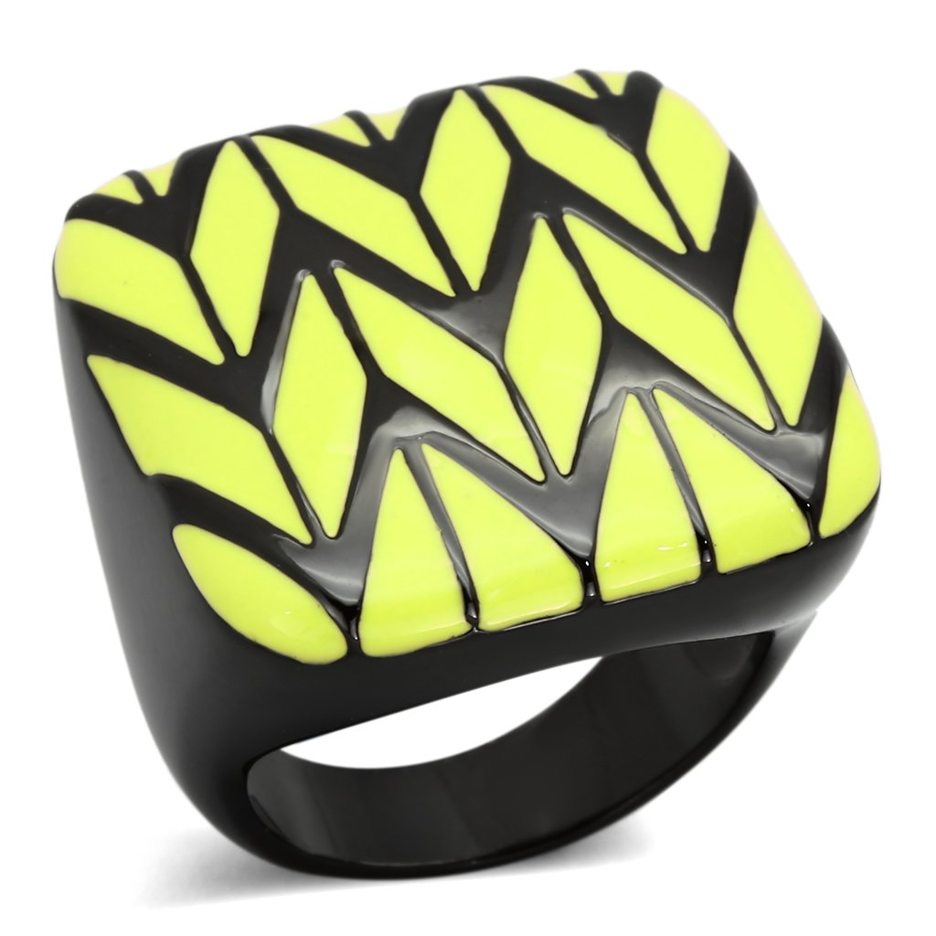 IP Black(Ion Plating) Stainless Steel Ring with Epoxy  in Topaz
