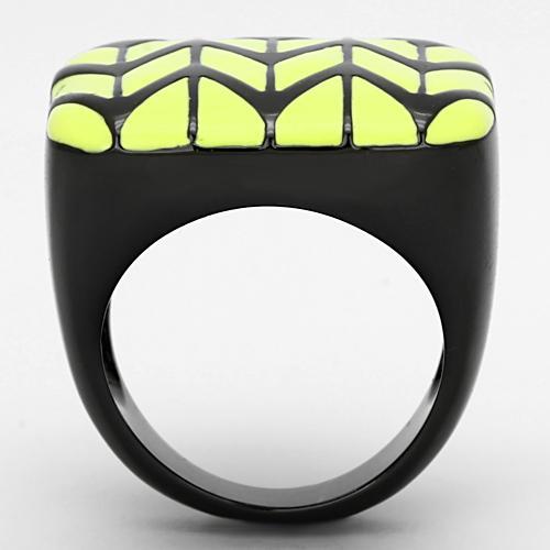 IP Black(Ion Plating) Stainless Steel Ring with Epoxy  in Topaz
