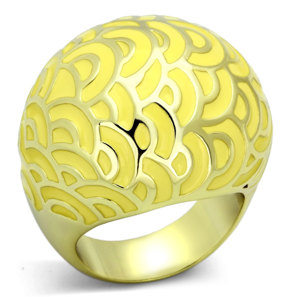 IP Gold(Ion Plating) Stainless Steel Ring with Epoxy  in Topaz