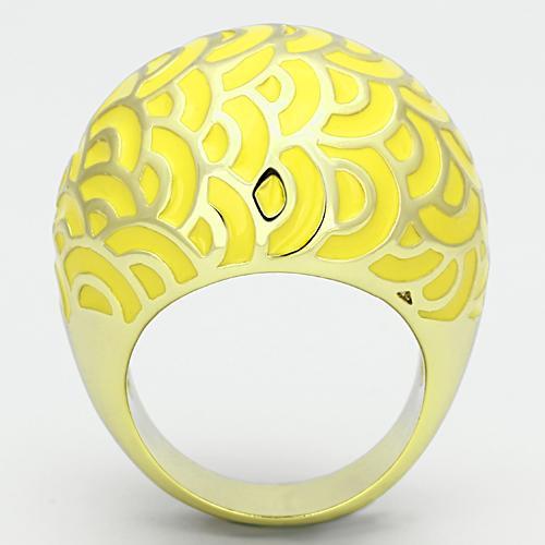 IP Gold(Ion Plating) Stainless Steel Ring with Epoxy  in Topaz
