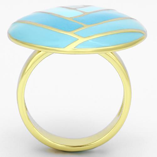 IP Gold(Ion Plating) Stainless Steel Ring with Epoxy  in Multi Color