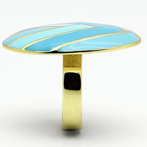 IP Gold(Ion Plating) Stainless Steel Ring with Epoxy  in Multi Color