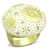 IP Gold(Ion Plating) Stainless Steel Ring with Top Grade Crystal  in Clear