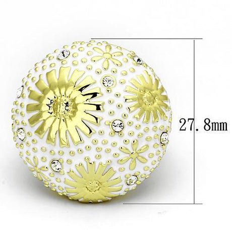 IP Gold(Ion Plating) Stainless Steel Ring with Top Grade Crystal  in Clear