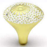 IP Gold(Ion Plating) Stainless Steel Ring with Top Grade Crystal  in Clear