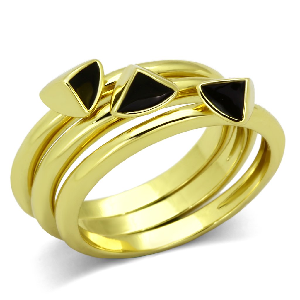 IP Gold(Ion Plating) Stainless Steel Ring with Epoxy  in Jet