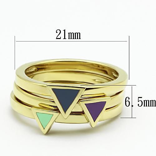 IP Gold(Ion Plating) Stainless Steel Ring with Epoxy  in Multi Color