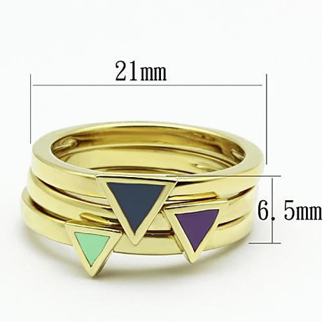 IP Gold(Ion Plating) Stainless Steel Ring with Epoxy  in Multi Color