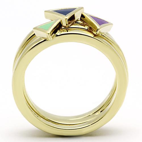 IP Gold(Ion Plating) Stainless Steel Ring with Epoxy  in Multi Color