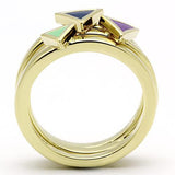 IP Gold(Ion Plating) Stainless Steel Ring with Epoxy  in Multi Color