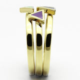 IP Gold(Ion Plating) Stainless Steel Ring with Epoxy  in Multi Color
