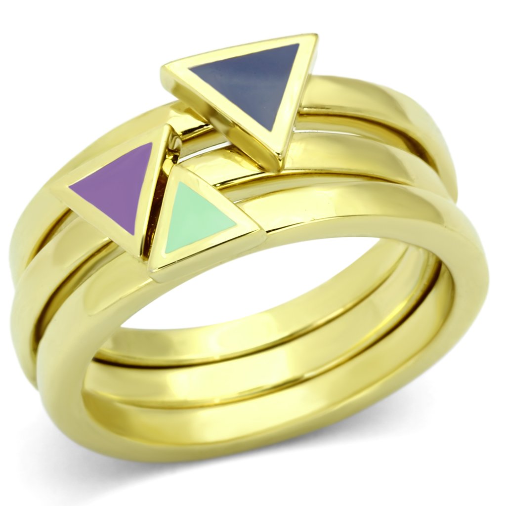 IP Gold(Ion Plating) Stainless Steel Ring with Epoxy  in Multi Color