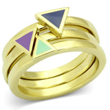IP Gold(Ion Plating) Stainless Steel Ring with Epoxy  in Multi Color