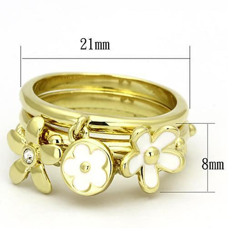 IP Gold(Ion Plating) Stainless Steel Ring with Top Grade Crystal  in Clear