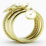 IP Gold(Ion Plating) Stainless Steel Ring with Top Grade Crystal  in Clear