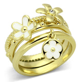 IP Gold(Ion Plating) Stainless Steel Ring with Top Grade Crystal  in Clear