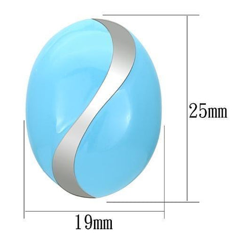 High polished (no plating) Stainless Steel Earrings with Epoxy  in Sea Blue
