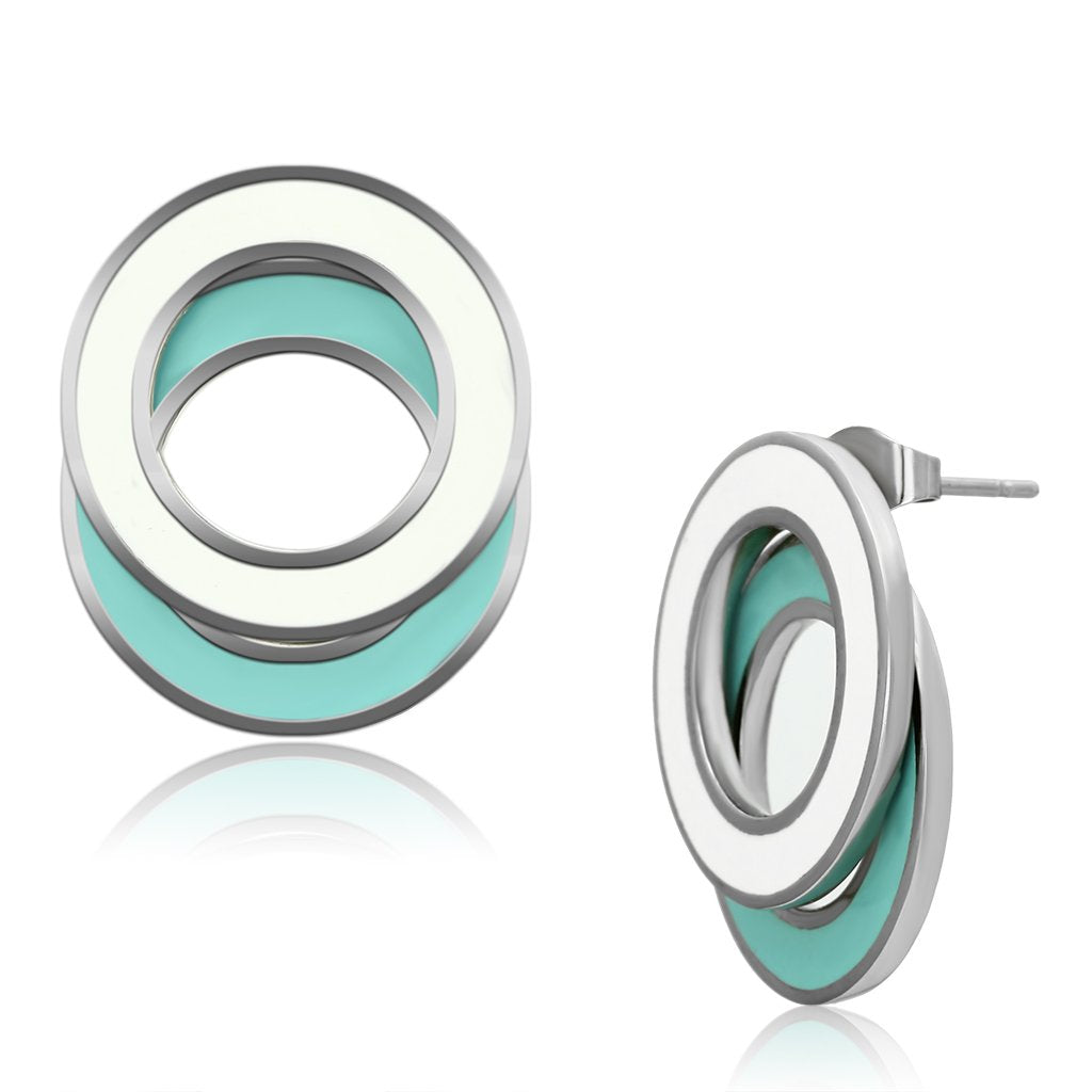 High polished (no plating) Stainless Steel Earrings with Epoxy  in Multi Color