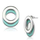 High polished (no plating) Stainless Steel Earrings with Epoxy  in Multi Color