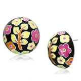 High polished (no plating) Stainless Steel Earrings with Epoxy  in Multi Color