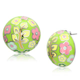 High polished (no plating) Stainless Steel Earrings with Epoxy  in Multi Color