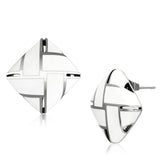 High polished (no plating) Stainless Steel Earrings with Epoxy  in White