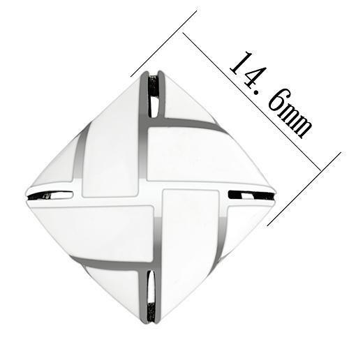 High polished (no plating) Stainless Steel Earrings with Epoxy  in White
