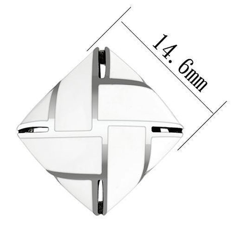 High polished (no plating) Stainless Steel Earrings with Epoxy  in White