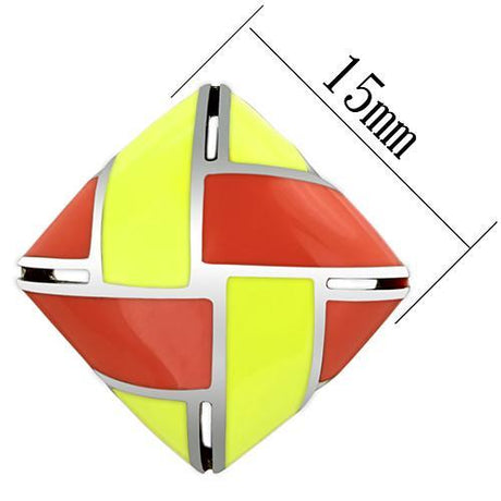 High polished (no plating) Stainless Steel Earrings with Epoxy  in Multi Color