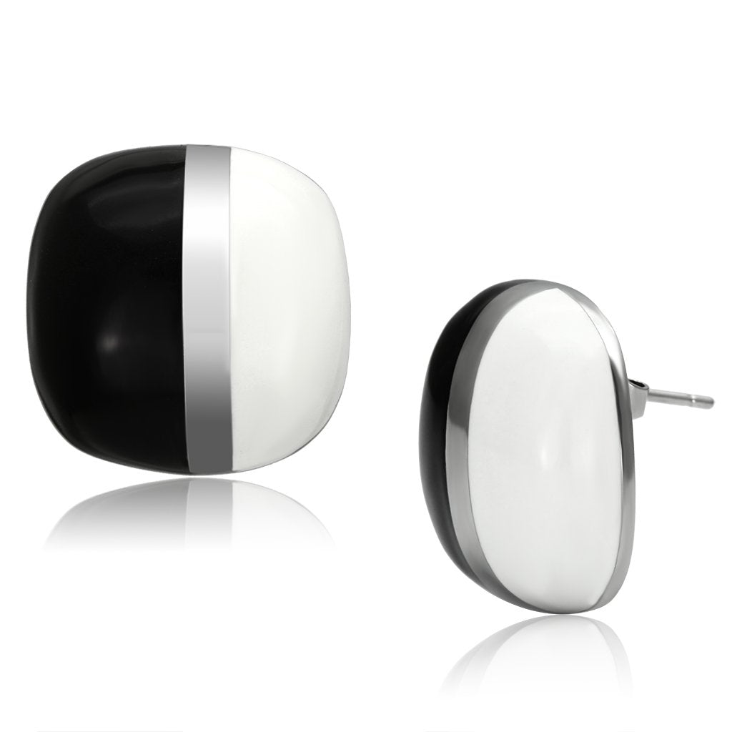 High polished (no plating) Stainless Steel Earrings with Epoxy  in Multi Color