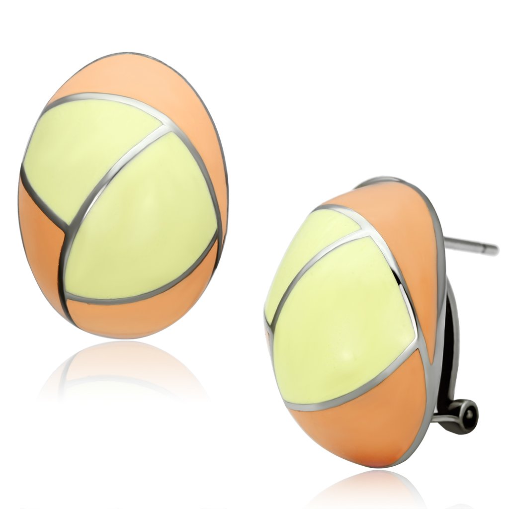 High polished (no plating) Stainless Steel Earrings with Epoxy  in Multi Color