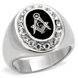 High polished (no plating) Stainless Steel Ring with Top Grade Crystal  in Clear
