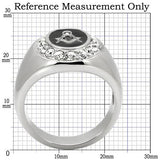 High polished (no plating) Stainless Steel Ring with Top Grade Crystal  in Clear