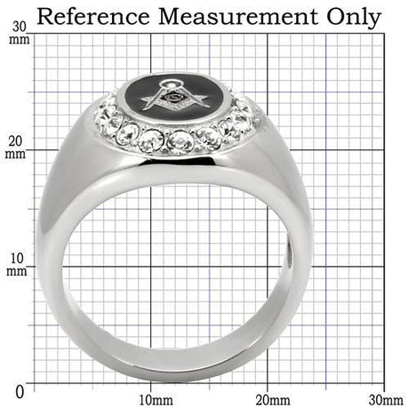 High polished (no plating) Stainless Steel Ring with Top Grade Crystal  in Clear