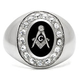 High polished (no plating) Stainless Steel Ring with Top Grade Crystal  in Clear