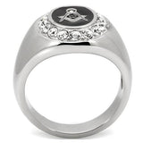 High polished (no plating) Stainless Steel Ring with Top Grade Crystal  in Clear