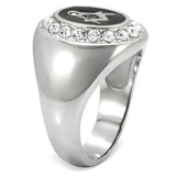 High polished (no plating) Stainless Steel Ring with Top Grade Crystal  in Clear
