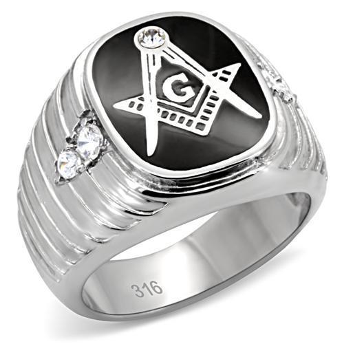 High polished (no plating) Stainless Steel Ring with Top Grade Crystal  in Clear