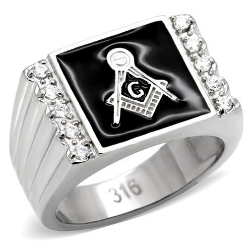 High polished (no plating) Stainless Steel Ring with AAA Grade CZ  in Clear