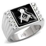 High polished (no plating) Stainless Steel Ring with AAA Grade CZ  in Clear